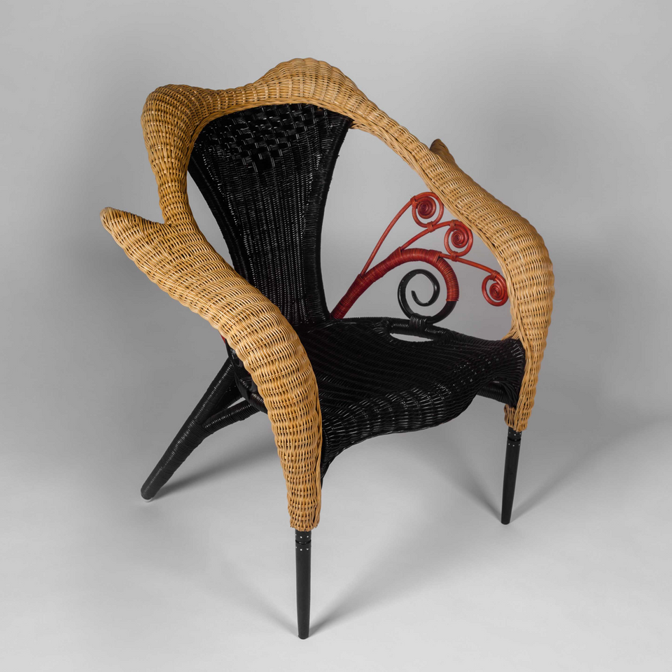 Rattan Armchair "Prorok" by BOREK SIPEK for DRIADE, Italy, 1988