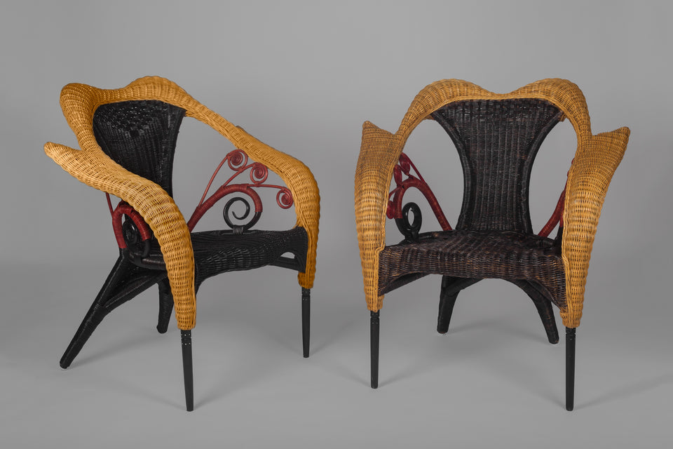 Rattan Armchair "Prorok" by BOREK SIPEK for DRIADE, Italy, 1988