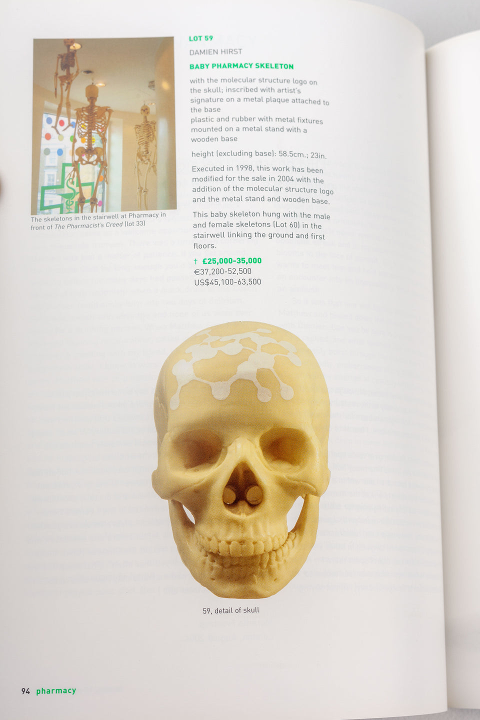 Damien Hirst Pharmacy Catalog (with stickers and results list), Sotheby's 2004
