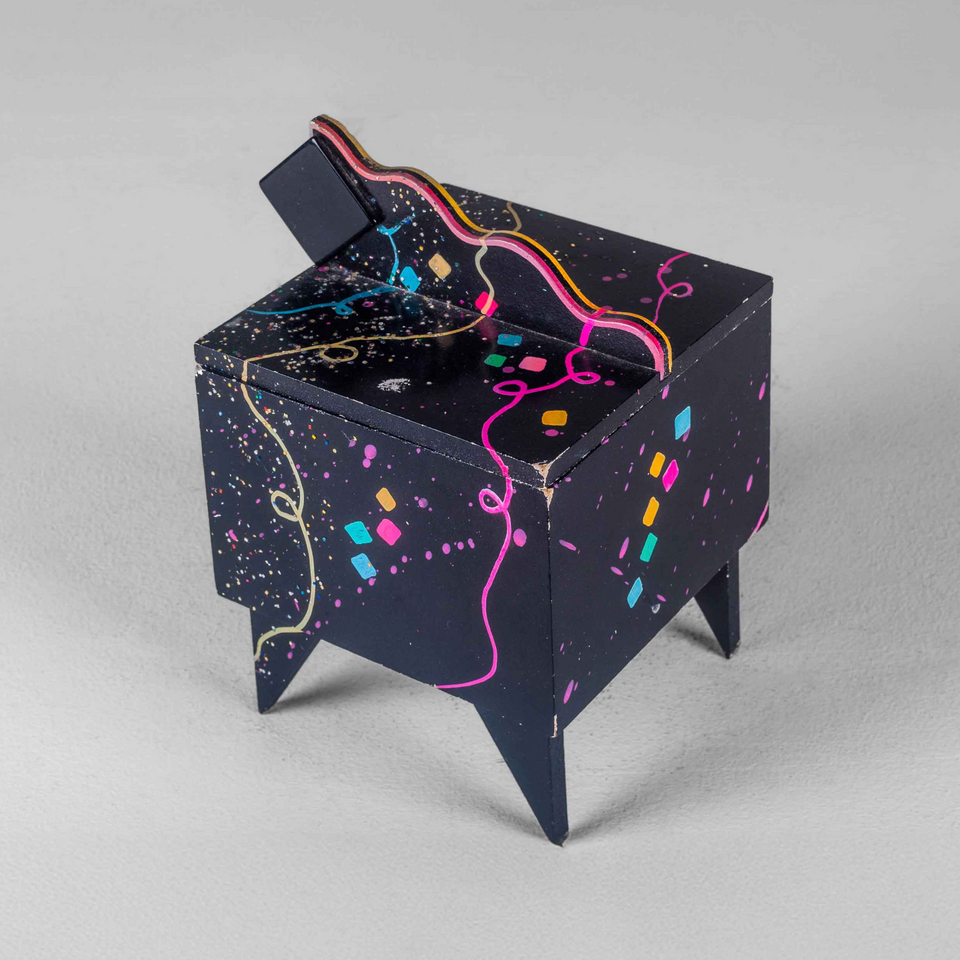 Confetti, 1980s Lacquered Jewelry Box by Hollis Fingold, Signed USA