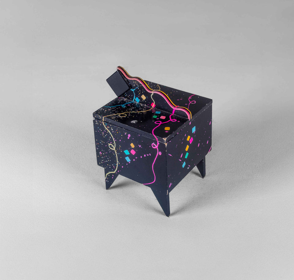 Confetti, 1980s Lacquered Jewelry Box by Hollis Fingold, Signed USA