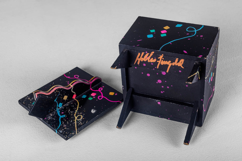 Confetti, 1980s Lacquered Jewelry Box by Hollis Fingold, Signed USA