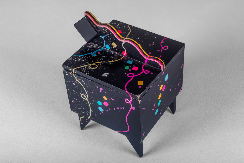 Confetti, 1980s Lacquered Jewelry Box by Hollis Fingold, Signed USA