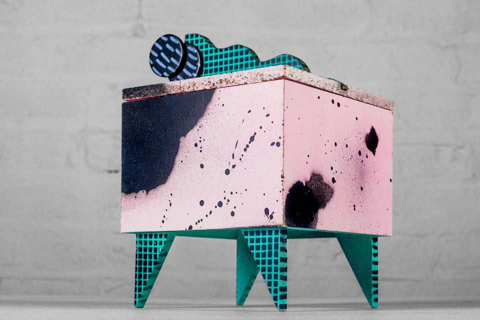 Pink Flamingo, 1980s Lacquered Jewelry Box by Hollis Fingold, Signed USA