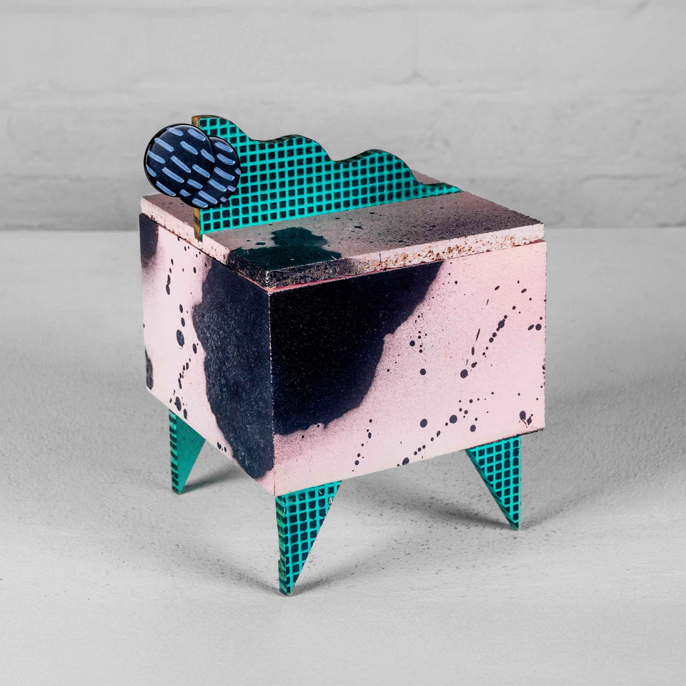 Pink Flamingo, 1980s Lacquered Jewelry Box by Hollis Fingold, Signed USA