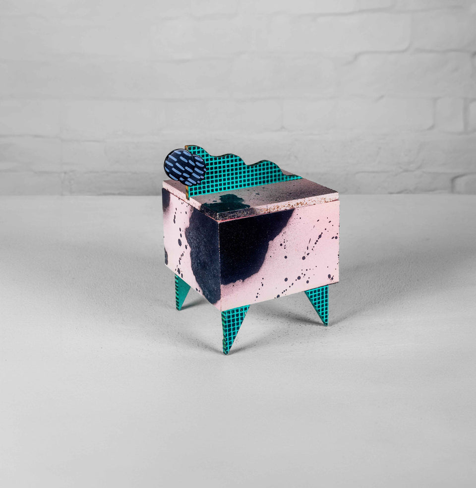 Pink Flamingo, 1980s Lacquered Jewelry Box by Hollis Fingold, Signed USA