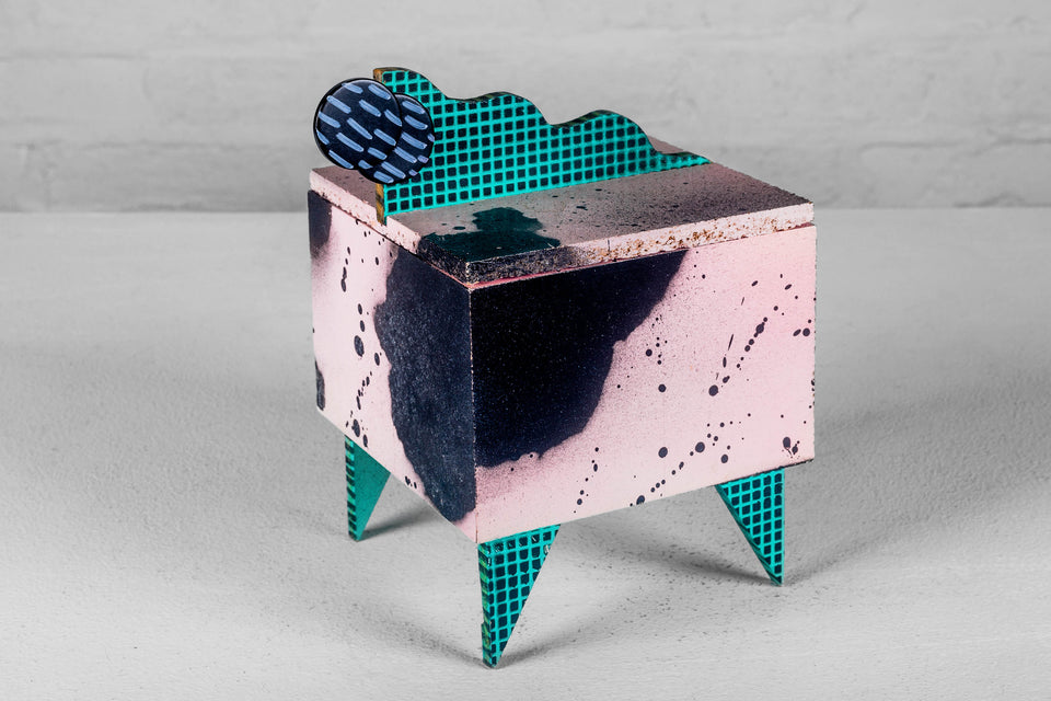 Pink Flamingo, 1980s Lacquered Jewelry Box by Hollis Fingold, Signed USA