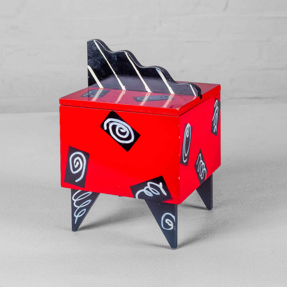 Red 1980s Lacquered Box by Hollis Fingold, Signed USA