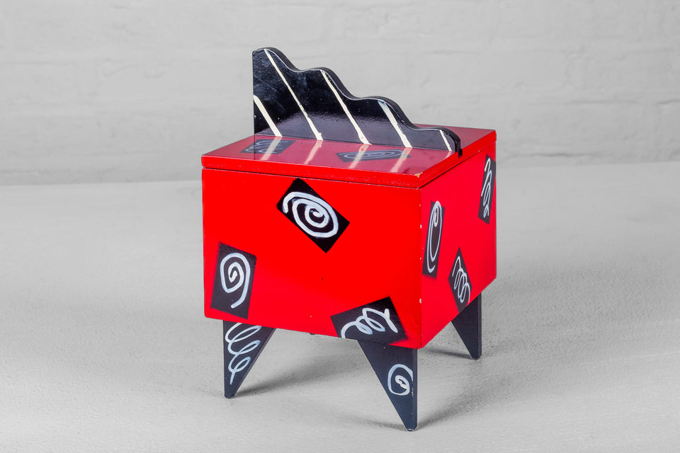 Red 1980s Lacquered Box by Hollis Fingold, Signed USA