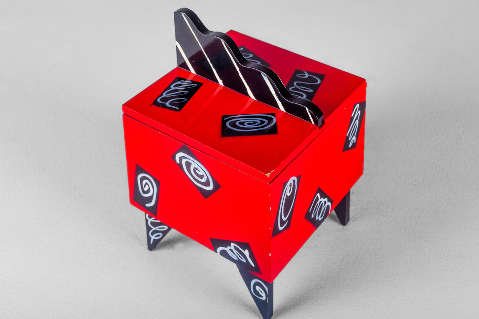 Red 1980s Lacquered Box by Hollis Fingold, Signed USA