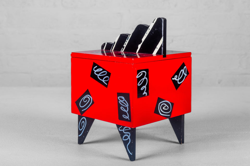 Red 1980s Lacquered Box by Hollis Fingold, Signed USA