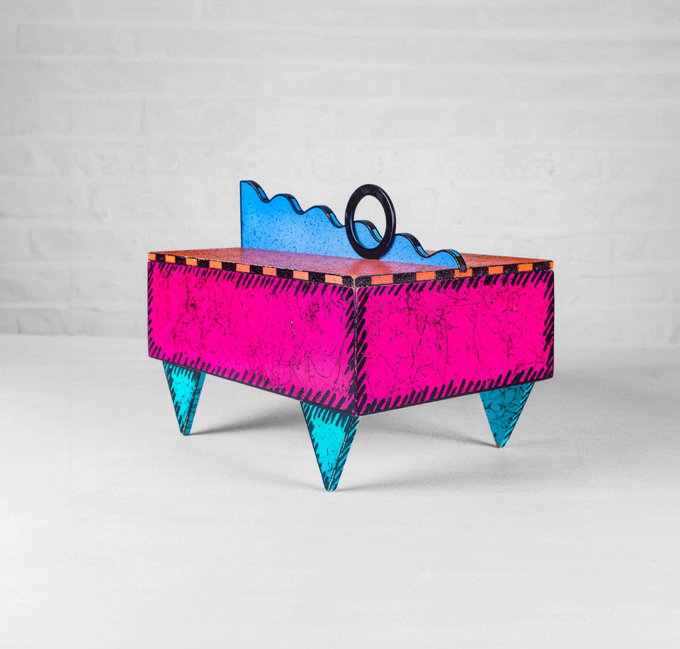 Pop Art Large 1980s Lacquered Box by Hollis Fingold, Handmade, Signed USA