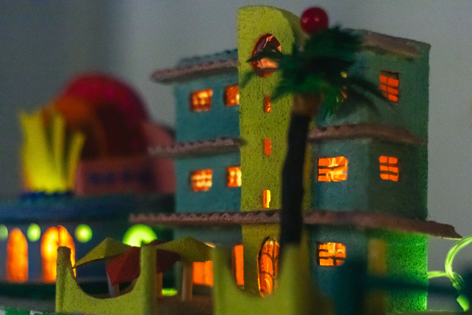 Hotel with Palm Tree, Miami Beach Putz Houses series by Jason Sargenti 2017