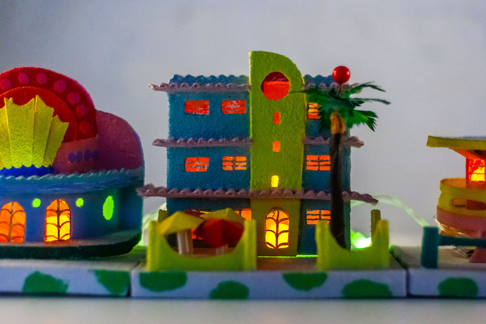 Hotel with Palm Tree, Miami Beach Putz Houses series by Jason Sargenti 2017