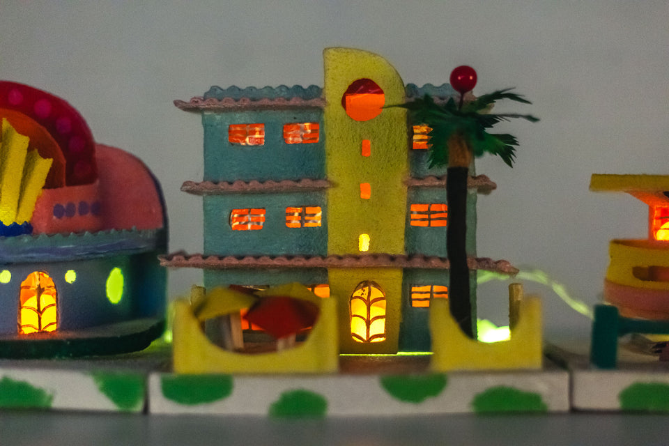 Hotel with Palm Tree, Miami Beach Putz Houses series by Jason Sargenti 2017
