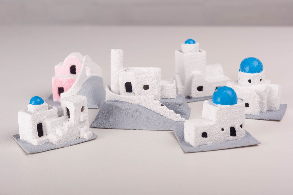Greek Set of 6 Putz Houses by Jason Sargenti