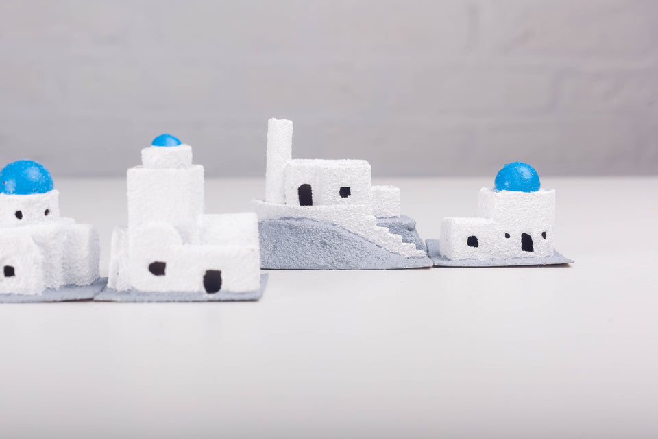 Greek Set of 6 Putz Houses by Jason Sargenti