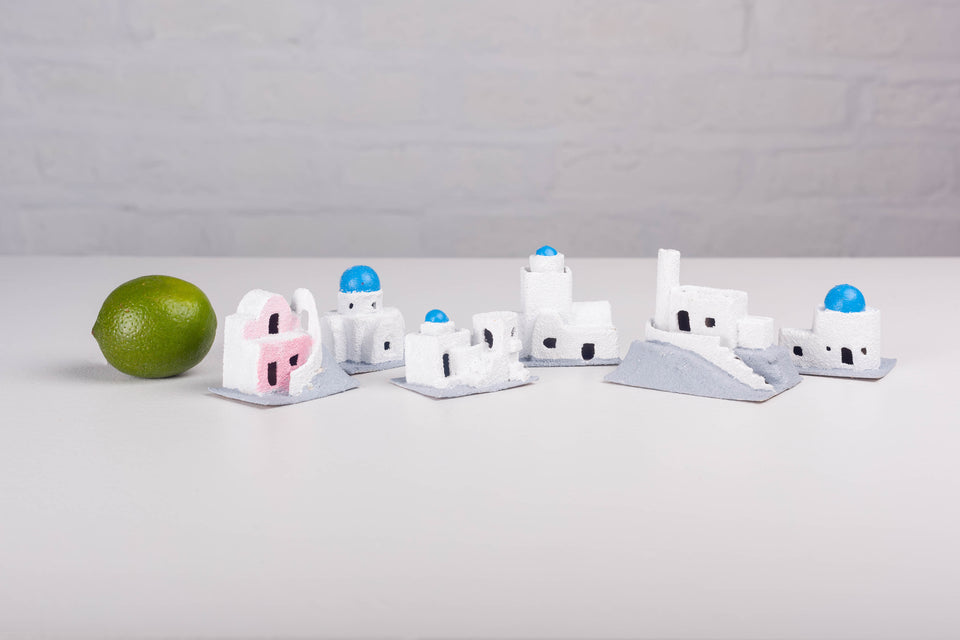 Greek Set of 6 Putz Houses by Jason Sargenti