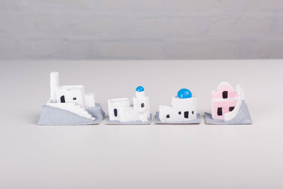 Greek Set of 4 Putz Houses by Jason Sargenti