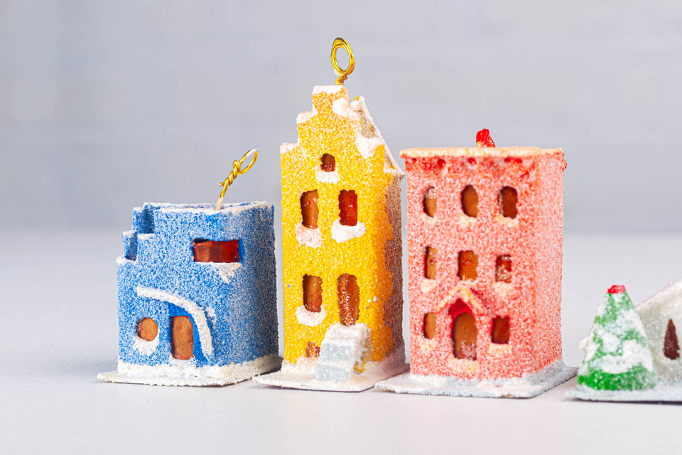 Snowy 1970s Blue Artist House, Tree Ornament by Jason Sargenti