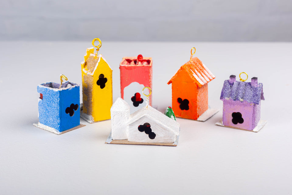 Snowy 1970s Orange Building, Tree Ornament by Jason Sargenti