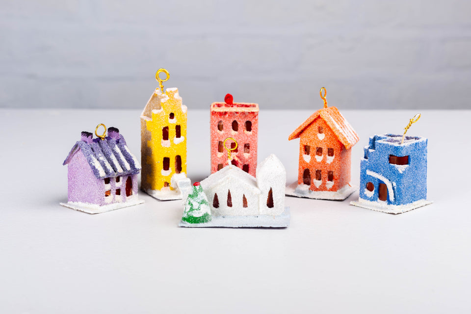 Snowy 1970s Orange Building, Tree Ornament by Jason Sargenti