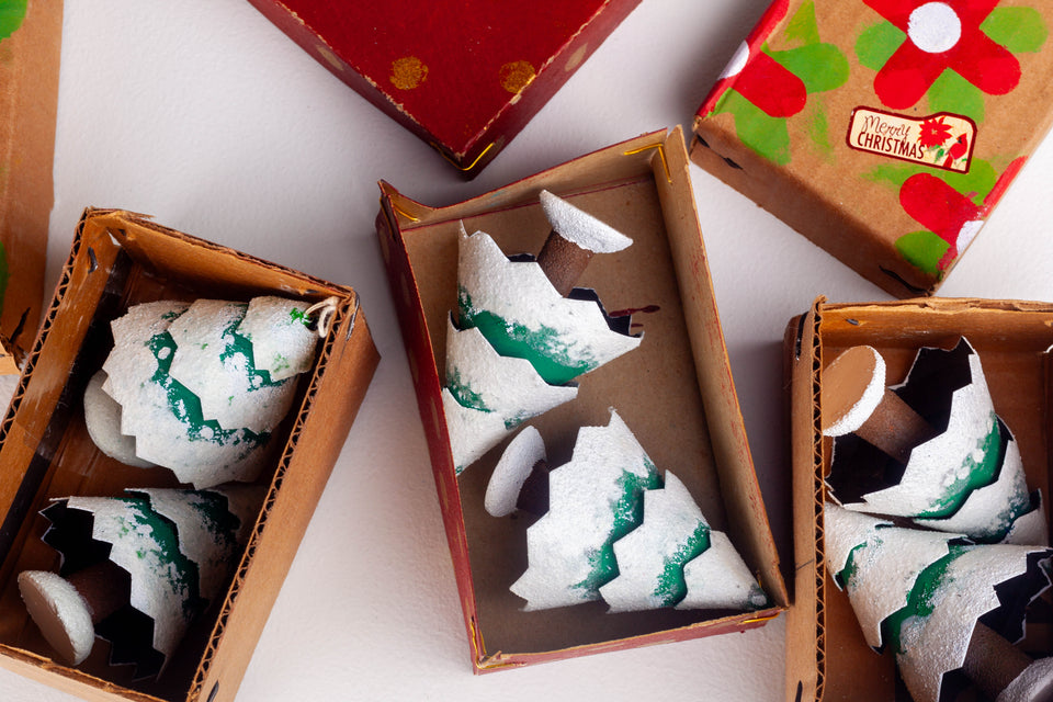 Set of Two Christmas Trees with box (3 sets available), Putz Houses by Jason Sargenti