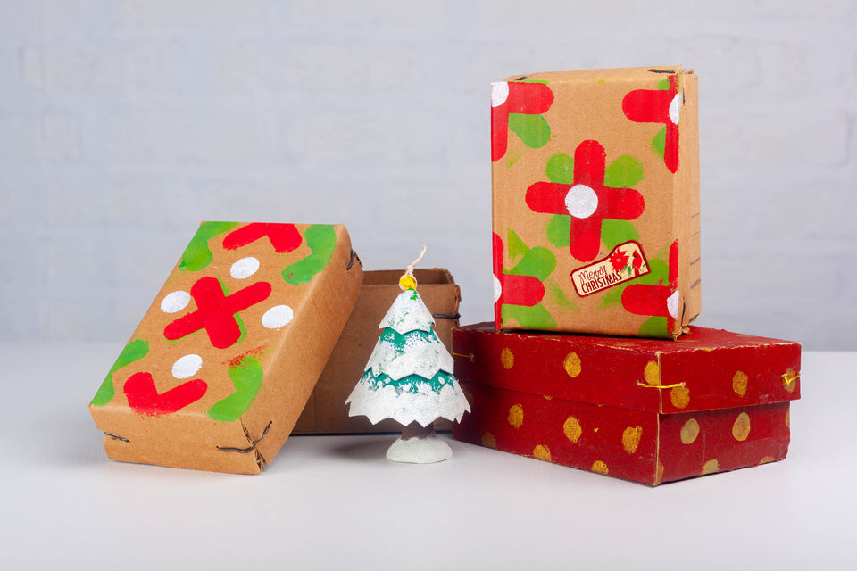 Set of Two Christmas Trees with box (3 sets available), Putz Houses by Jason Sargenti