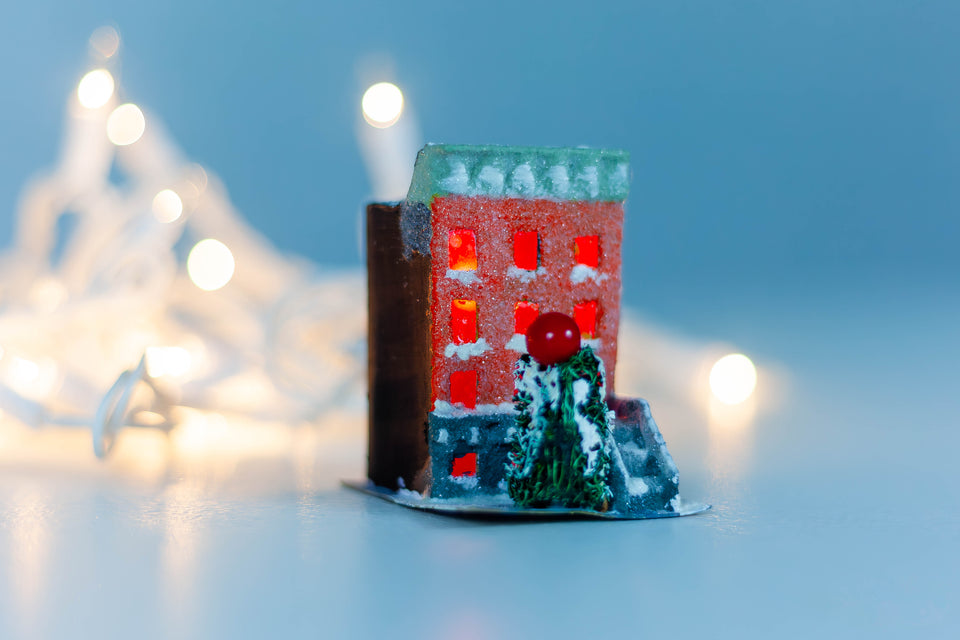 NY Building with Christmas Tree, Putz Houses by Jason Sargenti 2018