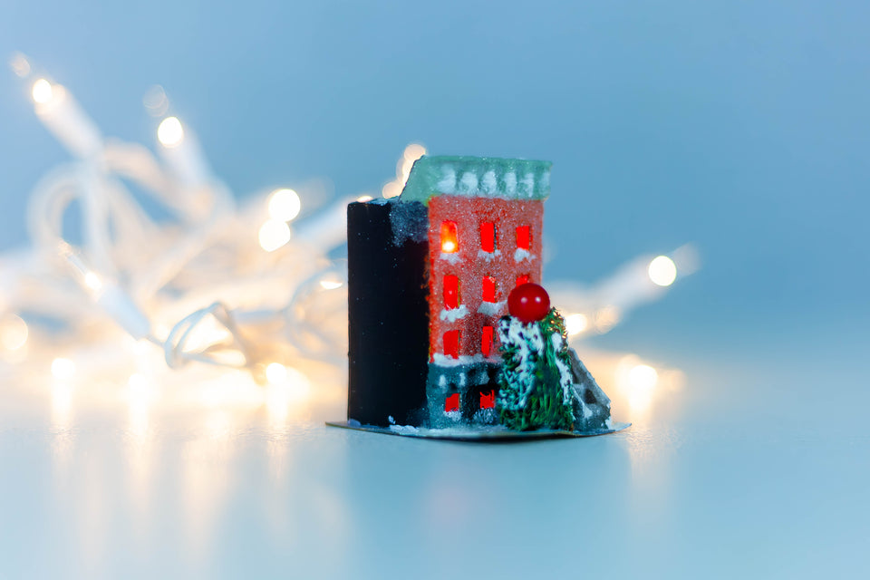 NY Building with Christmas Tree, Putz Houses by Jason Sargenti 2018