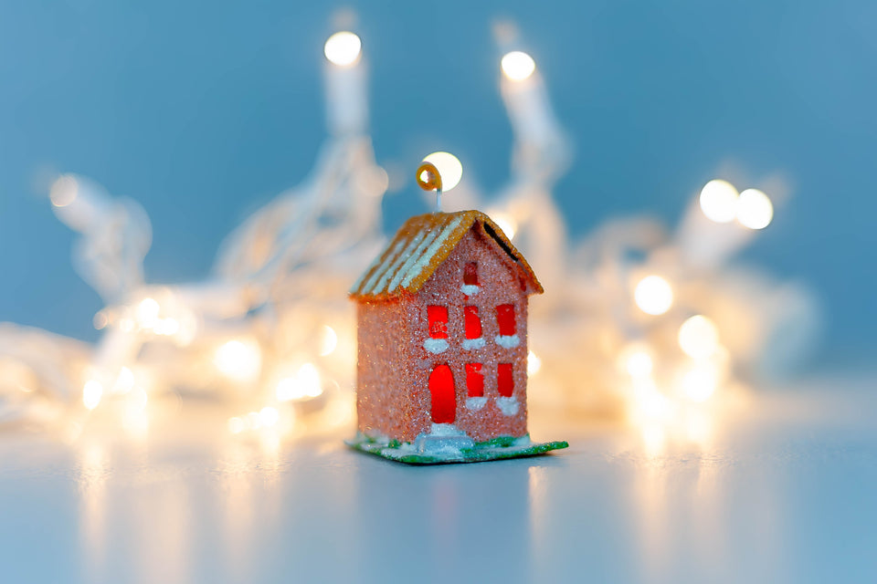 Snowy 1970s Orange Building, Tree Ornament by Jason Sargenti