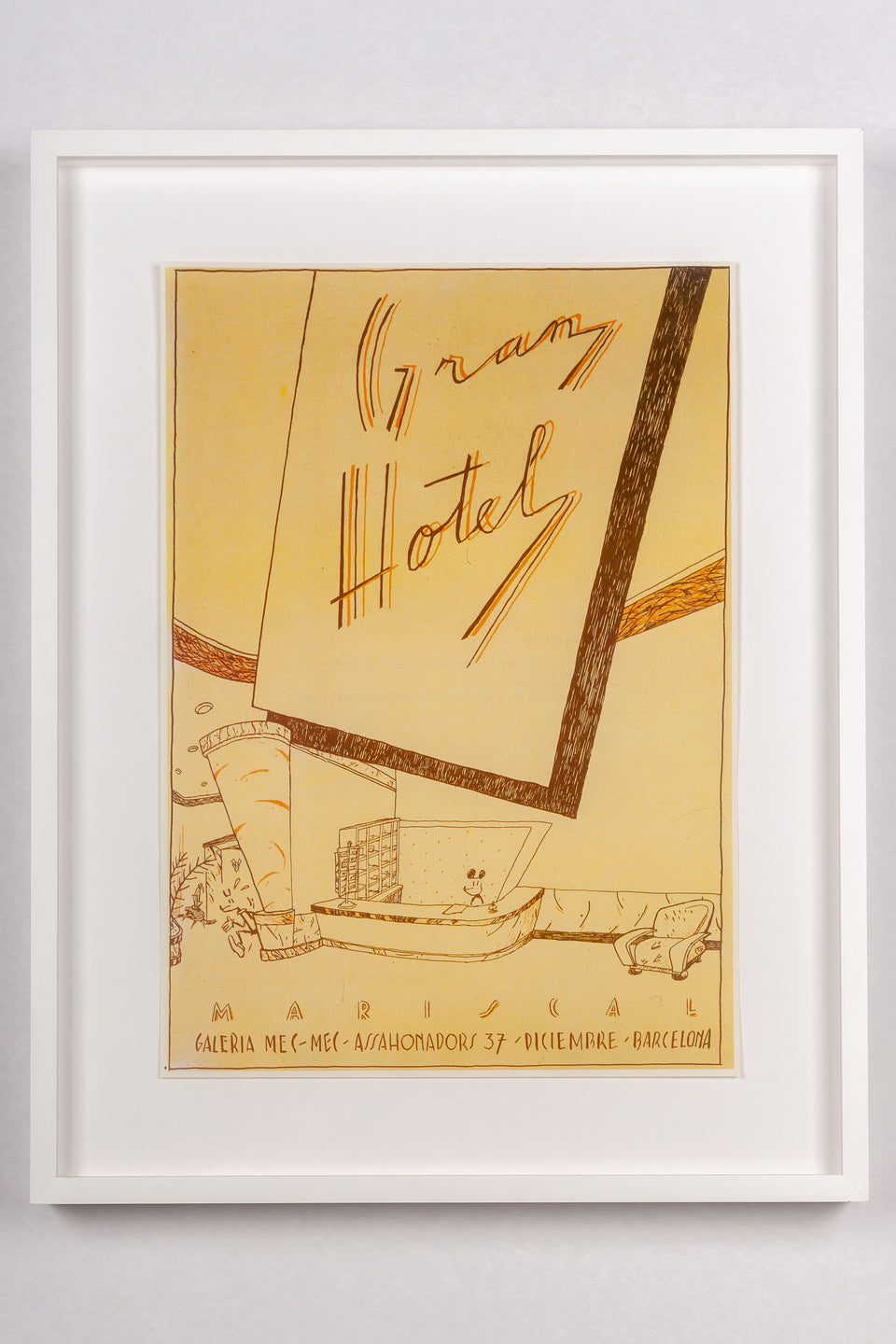 “Grand Hotel” Javier Mariscal 1977 first solo exhibition poster, 1980s re-print