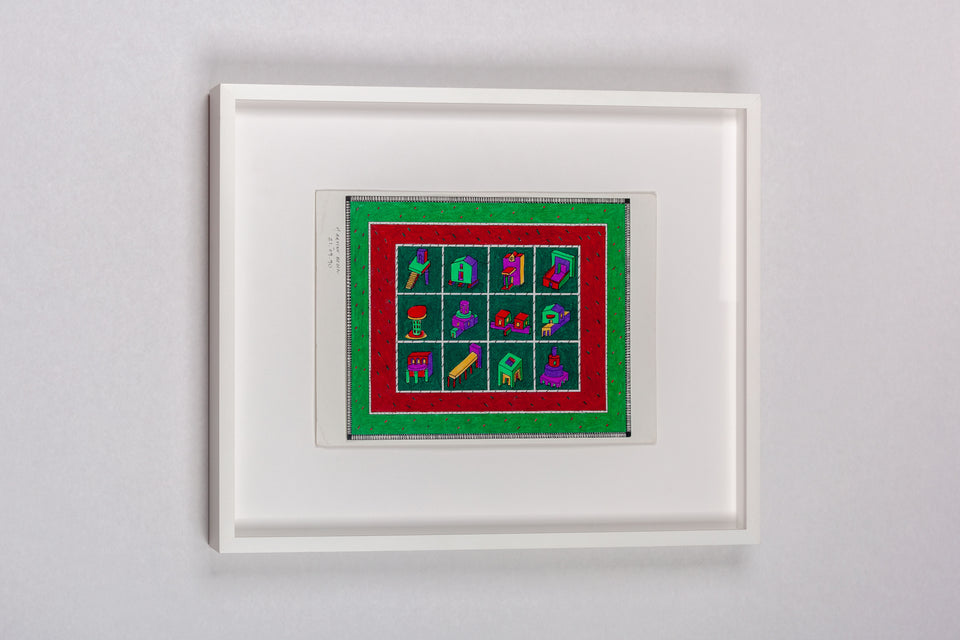 Martine Bedin Architectural Drawing for Memphis Hand-Signed Dated 1990