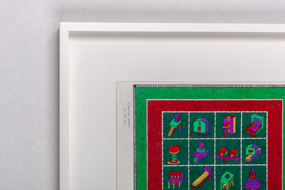 Martine Bedin Architectural Drawing for Memphis Hand-Signed Dated 1990