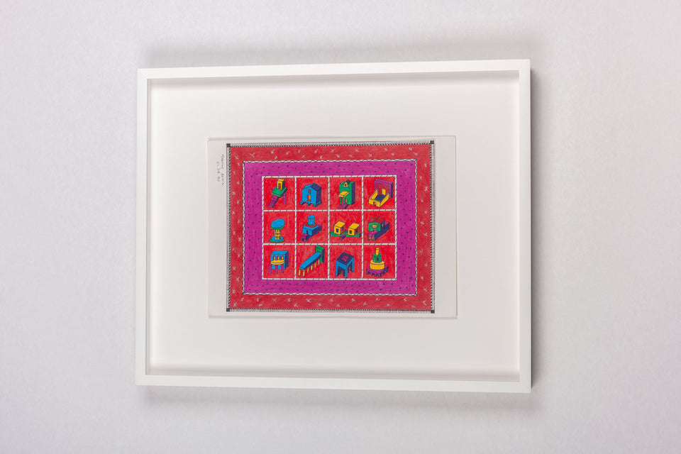 Martine Bedin Architectural Drawing for Memphis Hand-Signed Dated 1990