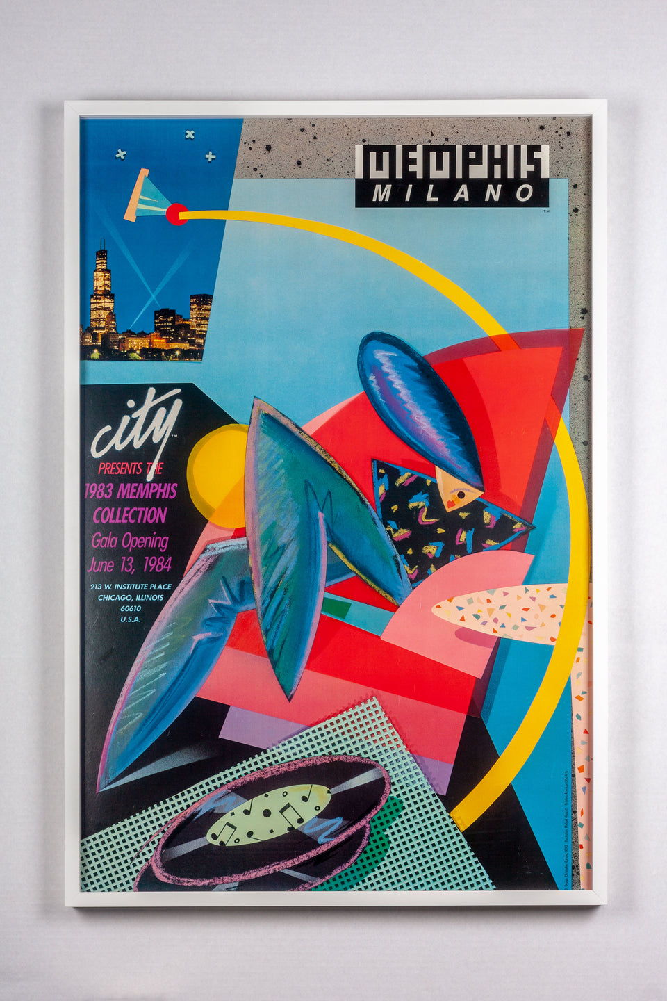 Memphis Exhibition 35x23" 1984 Gala Chicago, Original Poster by Xeno Framed