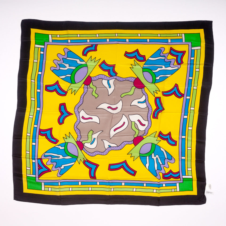 Memphis Floral Silk Scarf by Nathalie du Pasquier for Esprit, 1990s