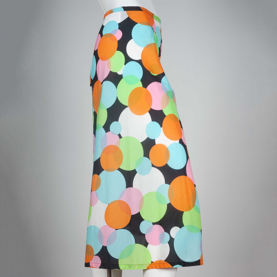 Comme des Garçons 2003 cotton skirt from Japan with colorful circles.