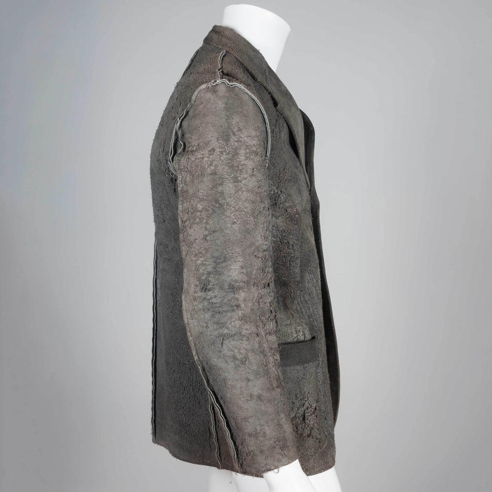 Comme des Garçons 2002 single-breasted jacket from Japan in distressed brown cowhide.