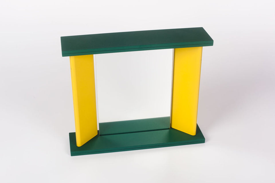 Green and yellow Marco Zannini table mirror. 