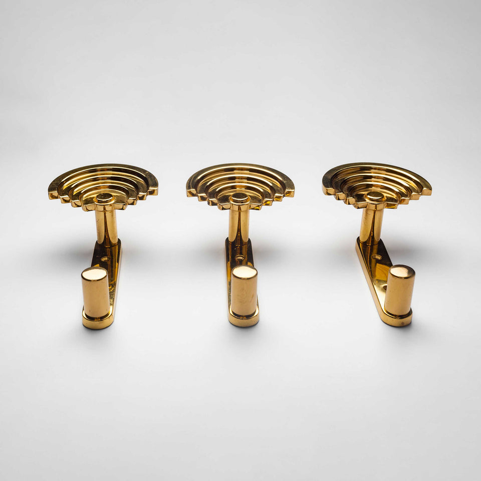 Brass Coat Hooks by ETTORE SOTTSASS for VALLI & VALLI, Italy, 1985