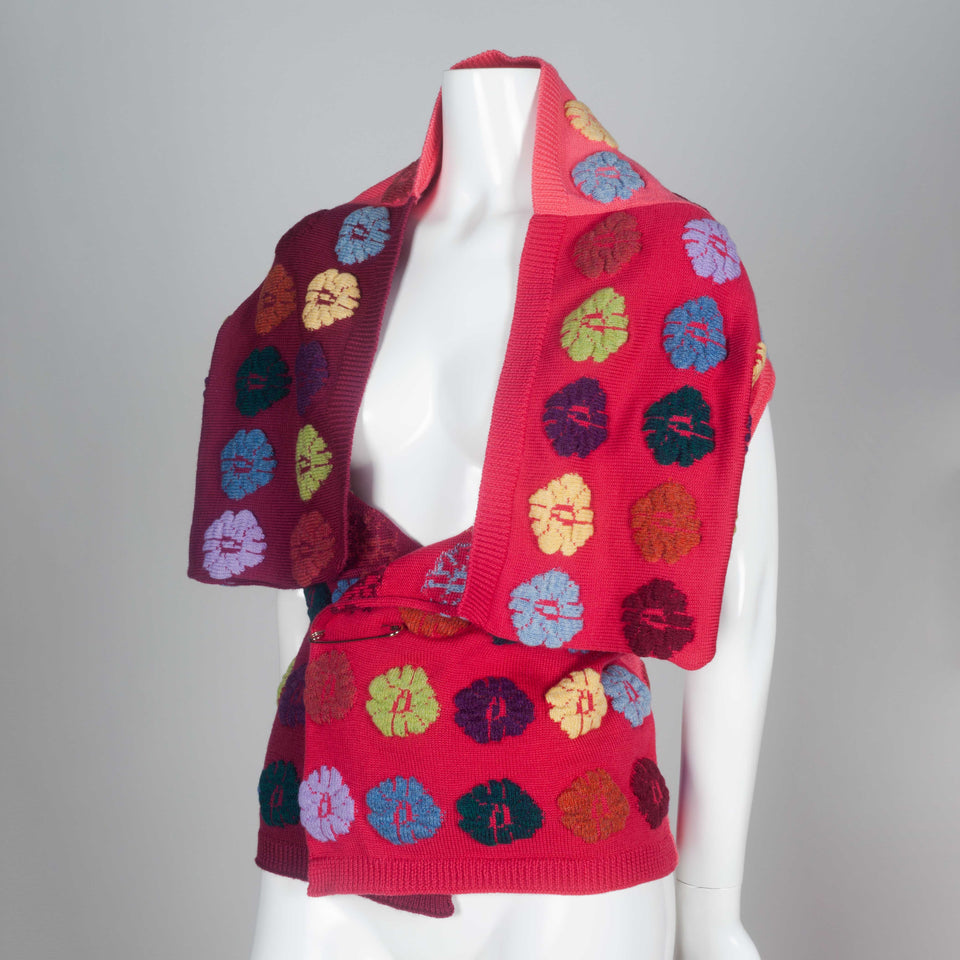 Comme des Garçons 1999 colorful wool wrap sweater from Japan.