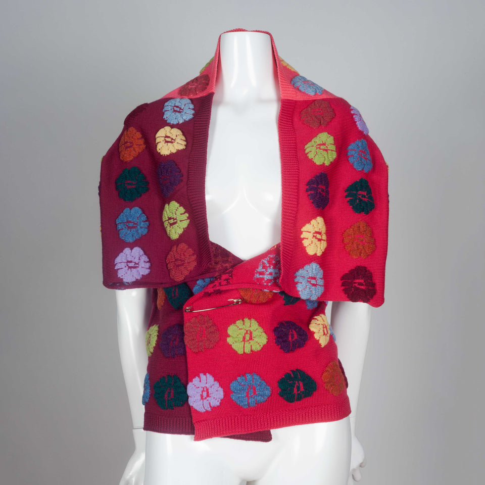 Comme des Garçons 1999 colorful wool wrap sweater from Japan.