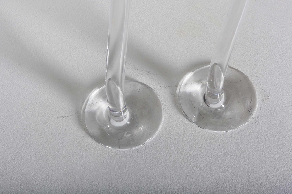 Pair of Crystal Candle Holders "Ergo" by Angelo Mangiarotti in 1995 for Colle, Italy