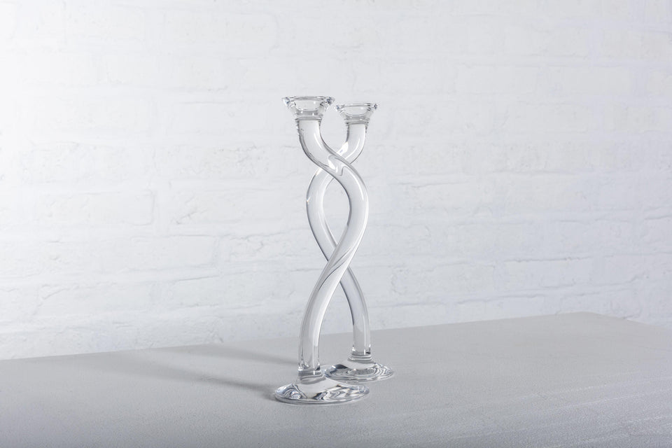 Pair of Crystal Candle Holders "Ergo" by Angelo Mangiarotti in 1995 for Colle, Italy